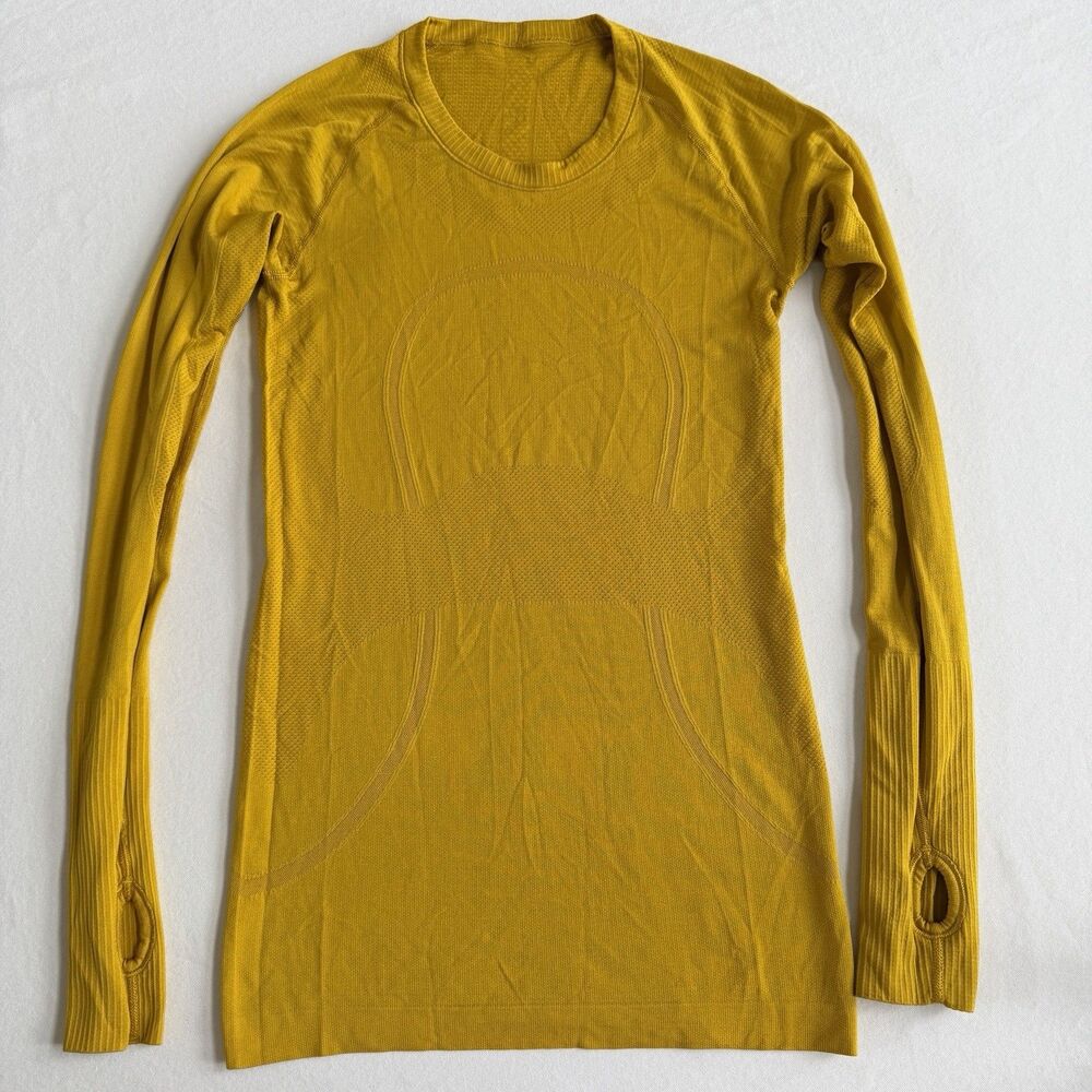 Lululemon Swiftly Tech Women’s Long Sleeve Shirt Yellow Size 6 Seamless